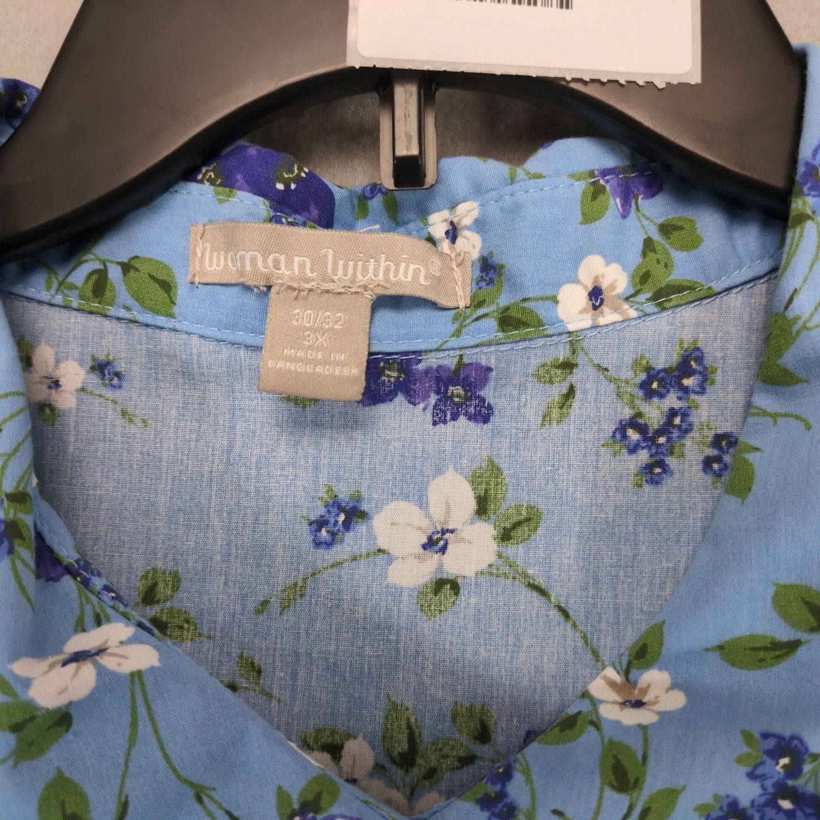 Other Woman Within Sky Blue Pretty Bloom Button Up Shirt 3X Plus Size 3XL / US 20-22 - 2 Thumbnail