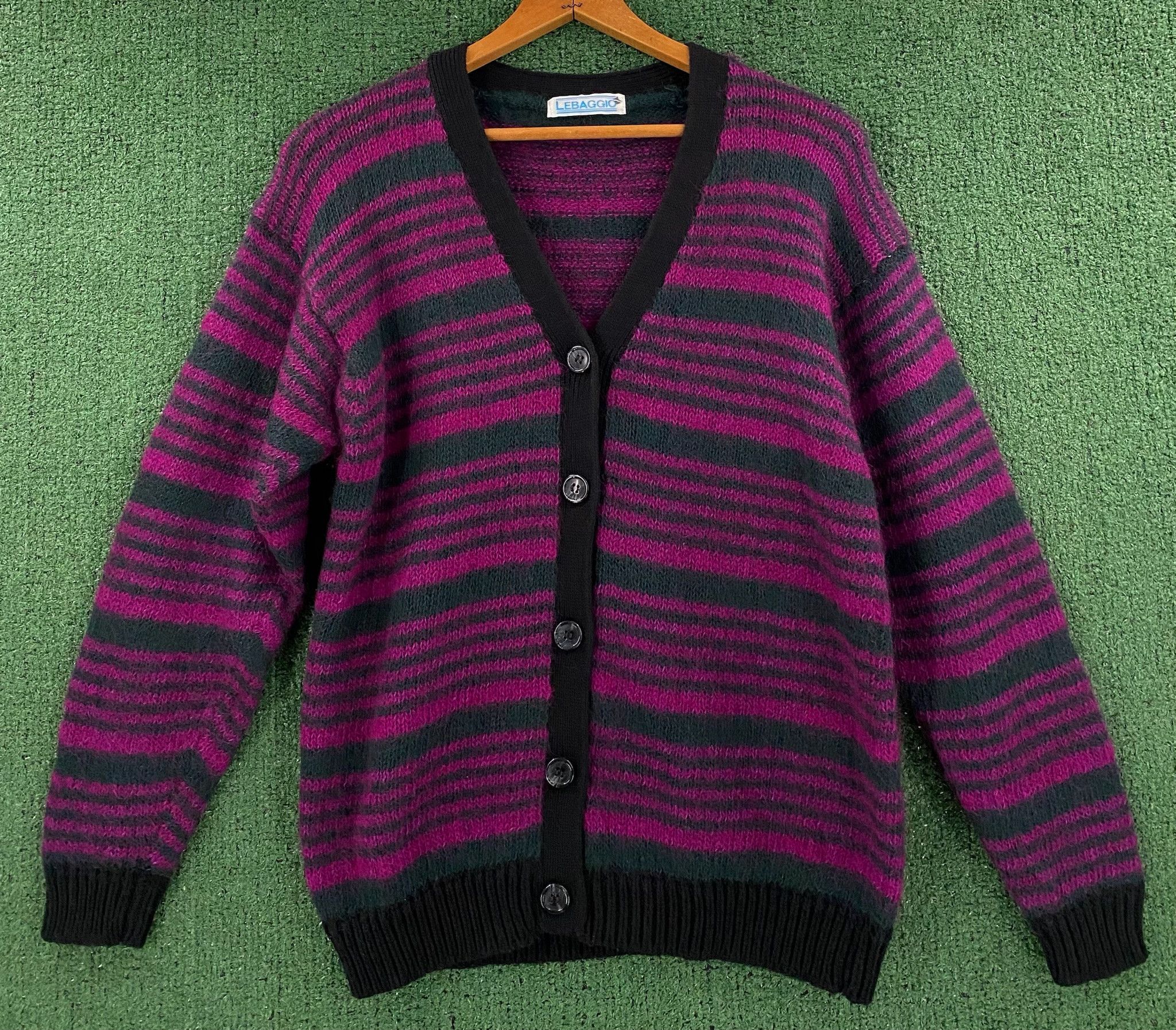 Vintage 80’s Wool Alpaca Blend Striped Cardigan Sweater Small Size S / US 4 / IT 40 - 1 Thumbnail