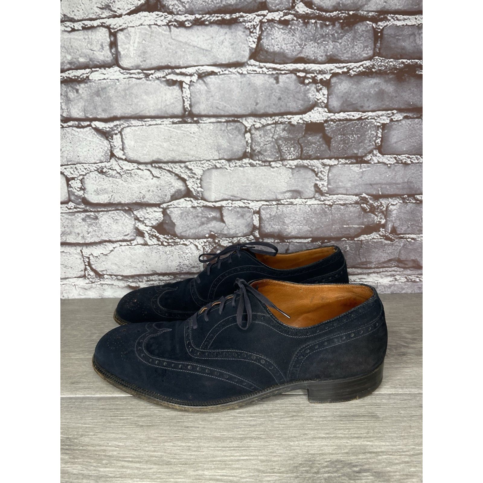 Saks Fifth Avenue Saks Fifth Ave Blue Suede Leather Wingtip Oxfords Lace Up Sh Size US 8 / EU 41 - 5 Thumbnail