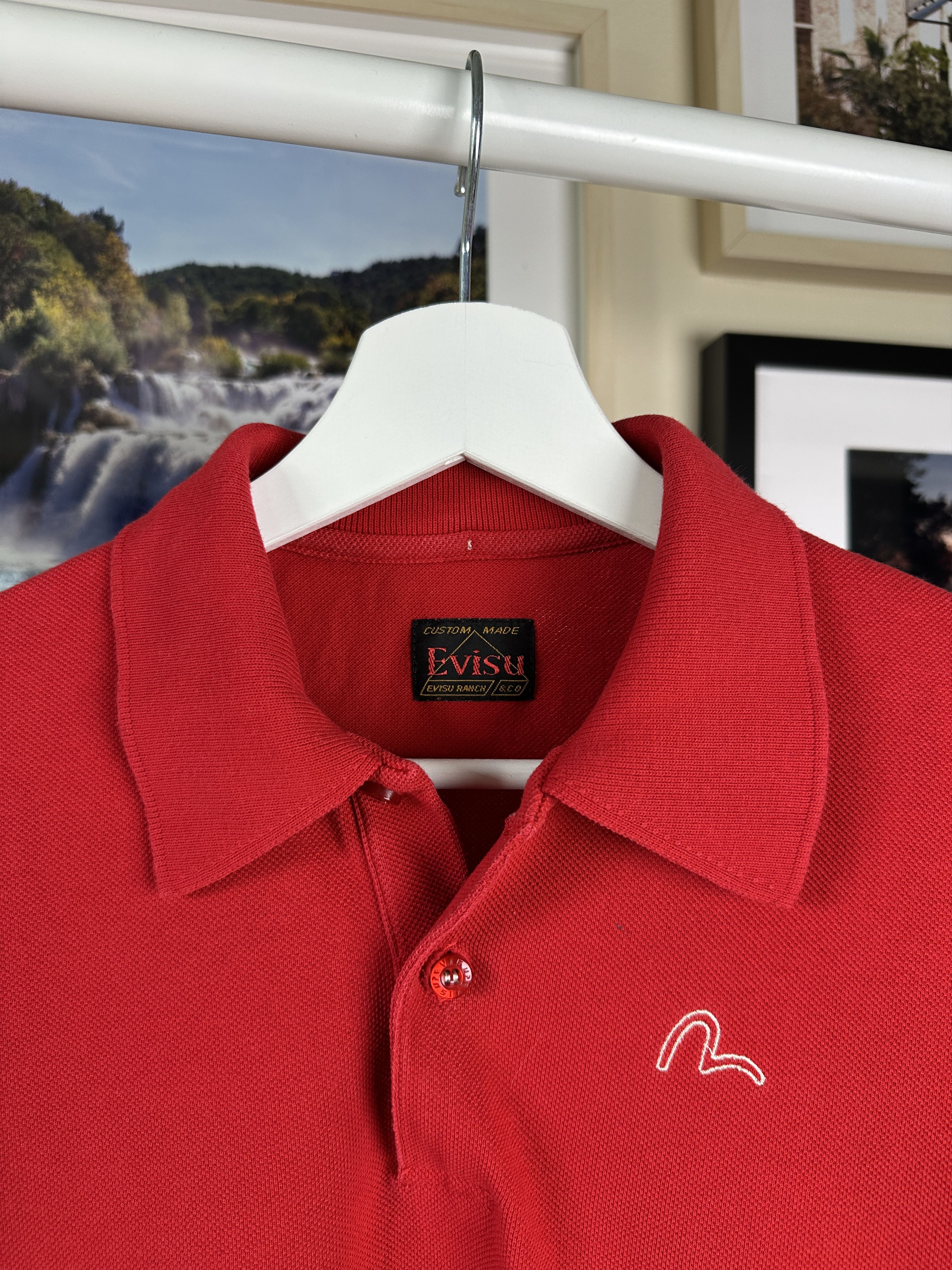 Evisu Vintage Evisu Red Polo Shirt – Size L – Evisu Ranch Japan Size L / US 10 / IT 46 - 2 Thumbnail