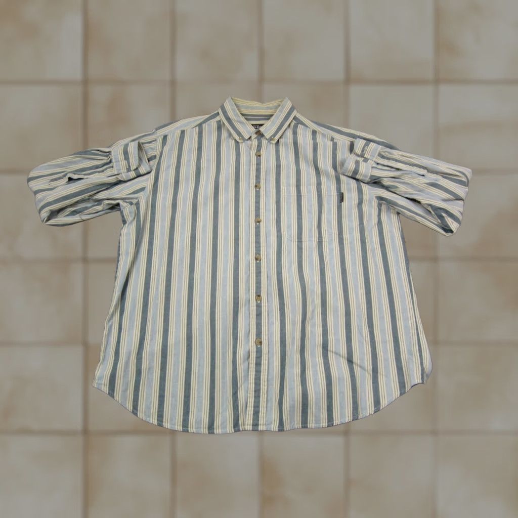 Vintage VINTAGE Woolrich Shirt Mens XL Blue Striped Button-Up Collared Denim 90s Outdoor Workwear 80s 90s Mens XL Blue Woolrich Shirt Size US XL / EU 56 / 4 - 1 Thumbnail