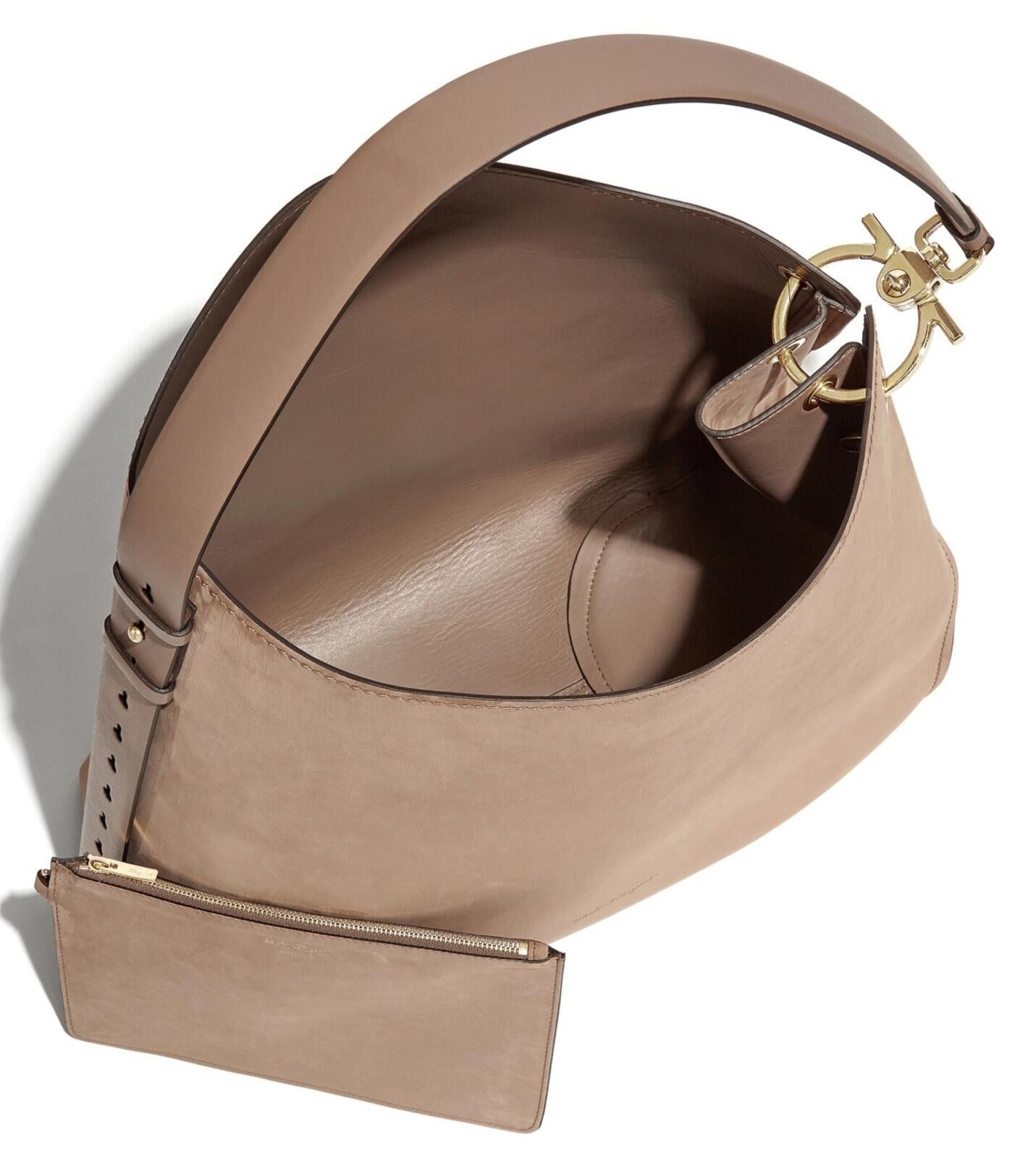 Salvatore Ferragamo Salvatore Ferragamo Beige Suede Minerva Hobo Tote Bag Size ONE SIZE - 2 Thumbnail