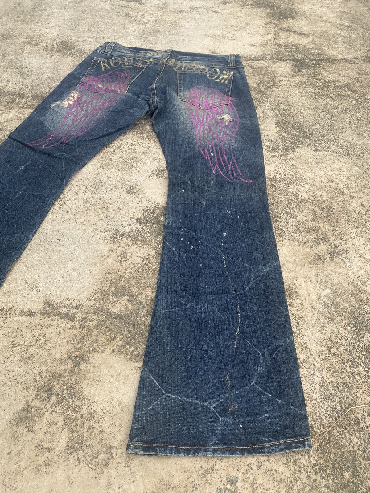 If Six Was Nine × Japanese Brand Flare Jeans Sorridere Distress Clawmark Bootcut Size US 35 - 14 Thumbnail