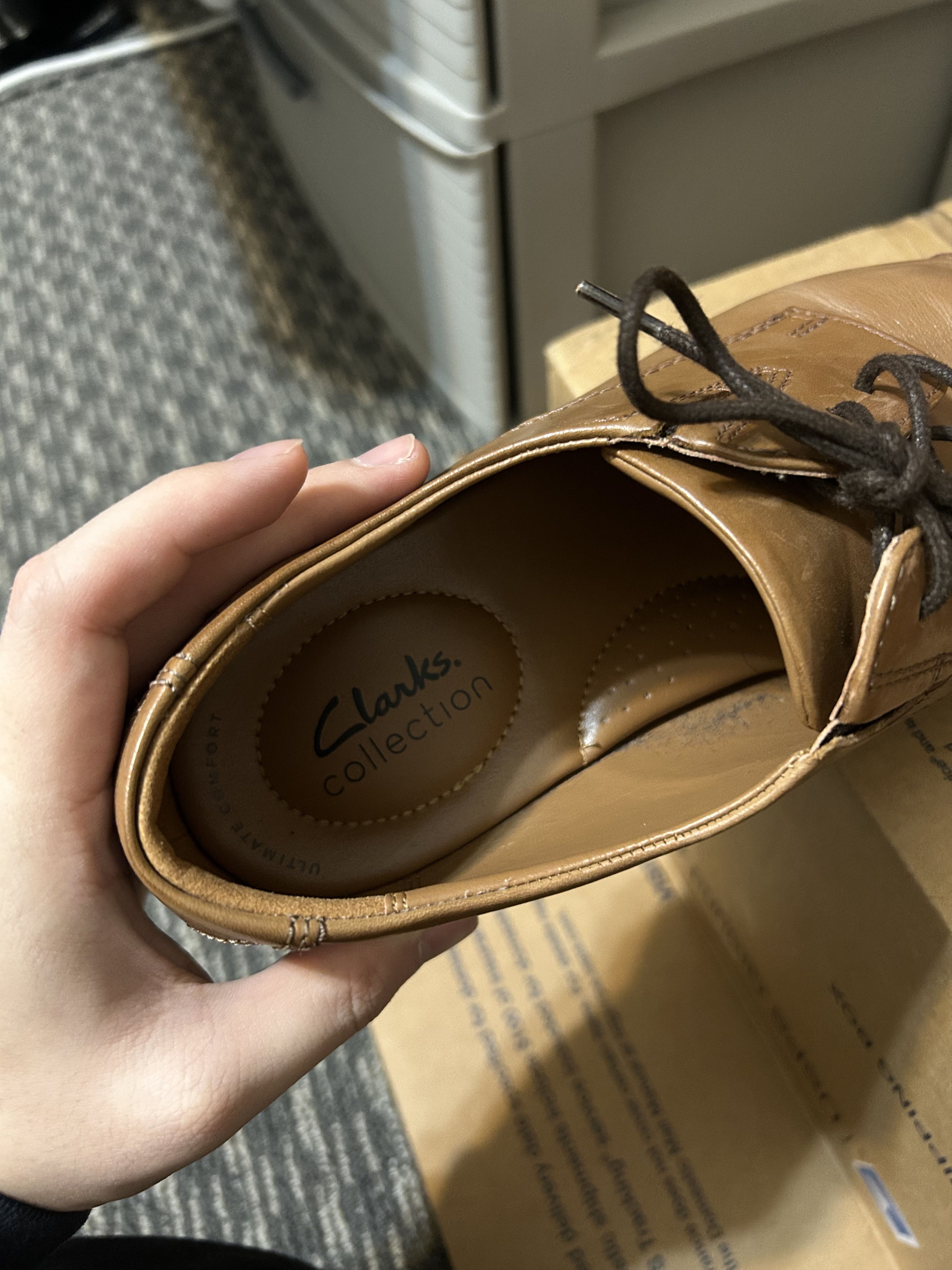 Clarks Clarks Mens Tilden Cap Dark tan leather Size US 10.5 / EU 43-44 - 9 Thumbnail