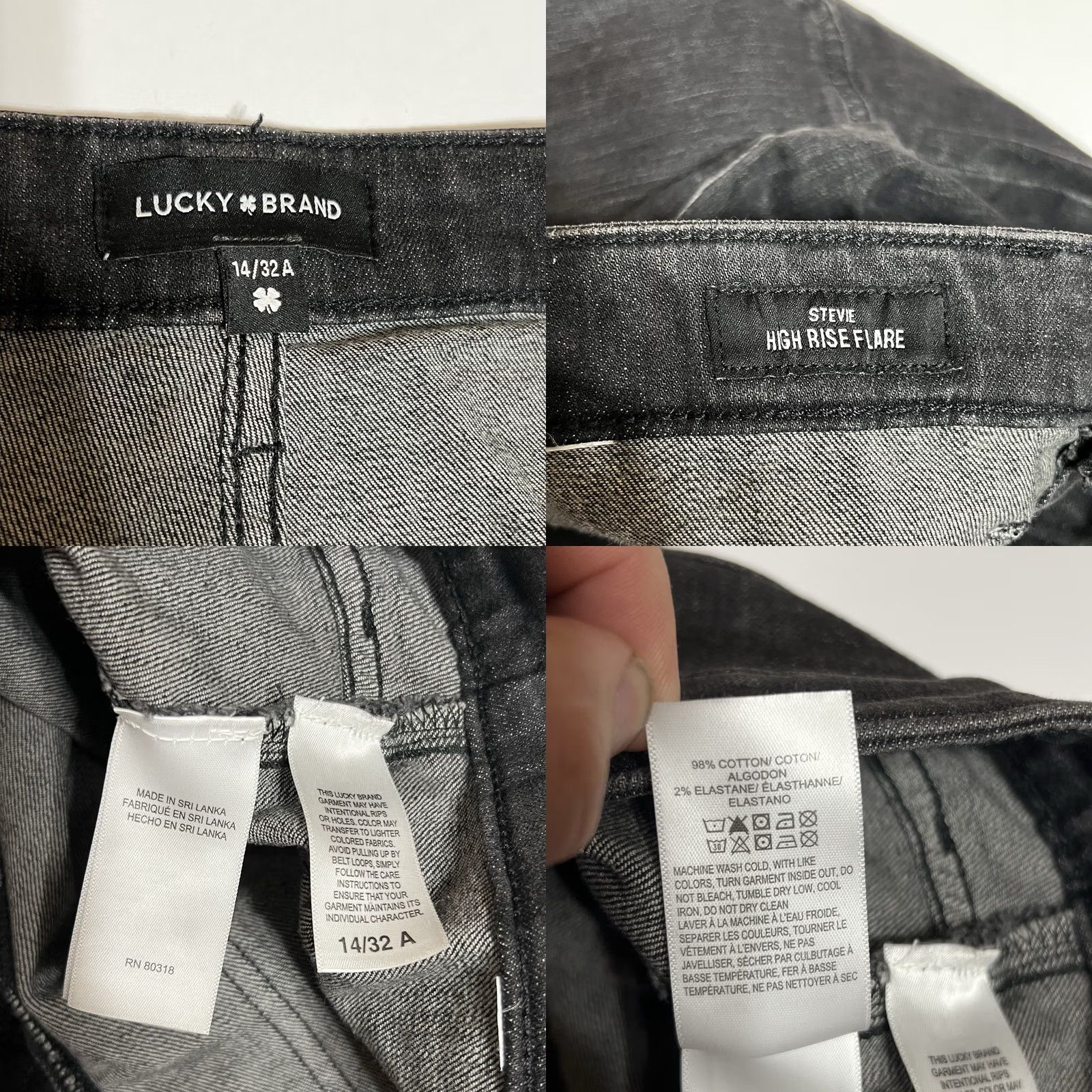 Lucky Brand VINTAGE Lucky Brand Jeans Womens Flare High Rise 34x30 Black Denim 14/32A Bohemian Retro Size 24" / US 00 / IT 34 - 8 Thumbnail