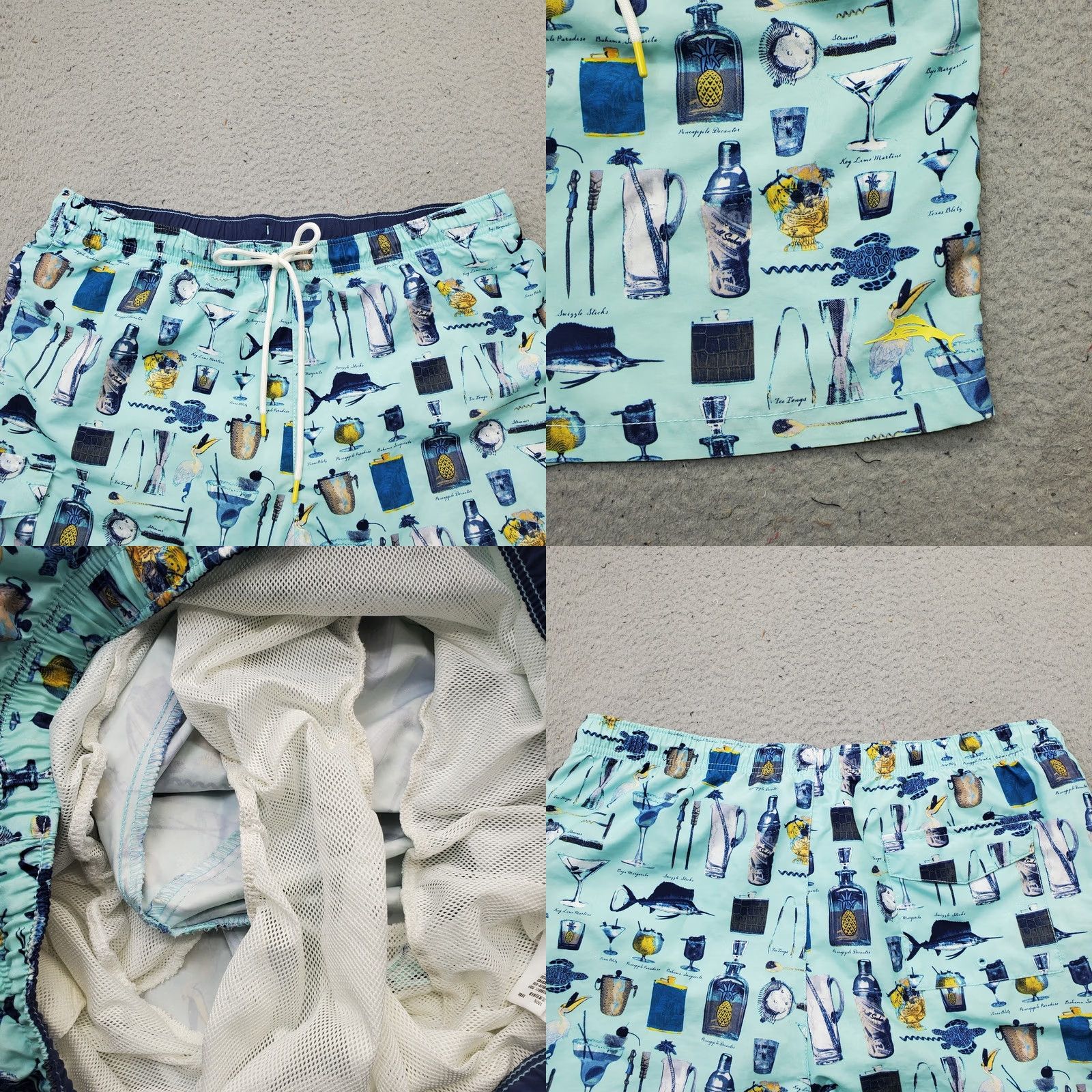 Tommy Bahama Tommy Bahama Swim Trunks Mens XL Multi Aloha Cocktail Bar Print Drawstring Shorts Size US 36 / EU 52 - 8 Thumbnail
