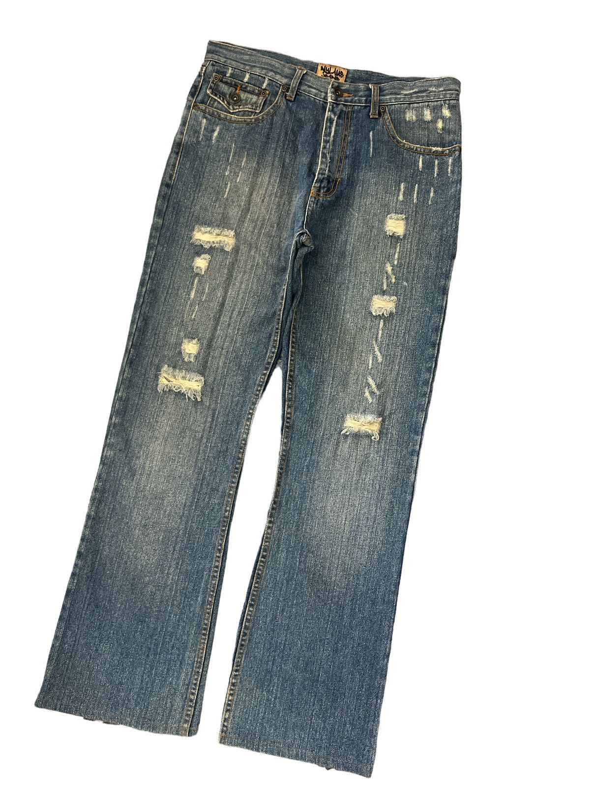 Japanese Brand × Vintage FLARED💥NYLAUS JEANS RIPPED DISTRESSED DENIM PANT Size US 32 / EU 48 - 6 Thumbnail