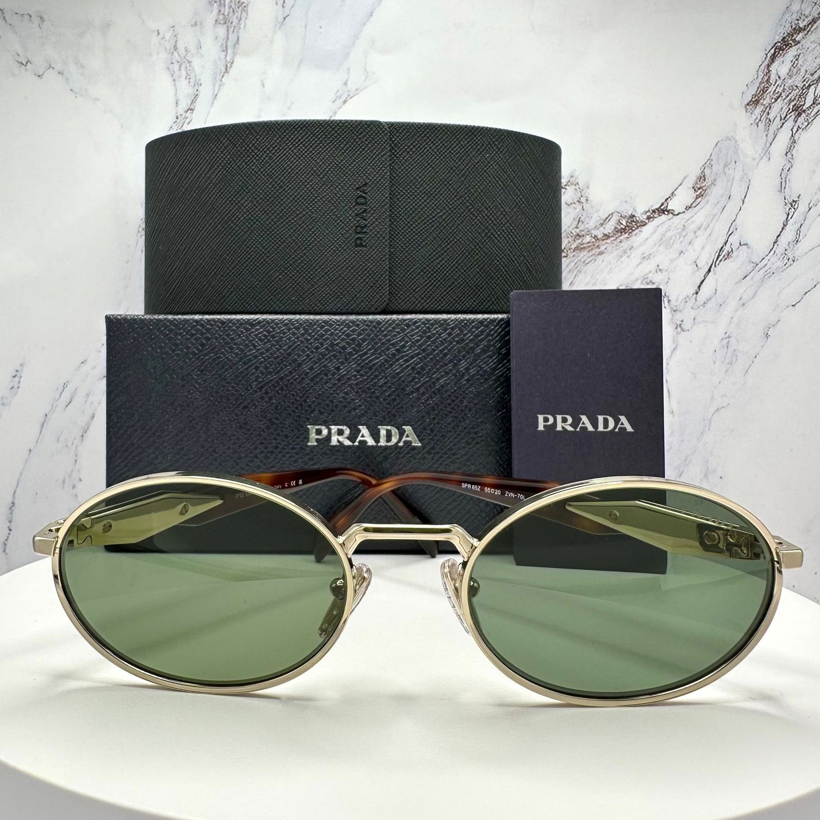 Prada NEW PRADA Sunglasses Gold Metal Oval PR65ZS Green Lens Size ONE SIZE - 20 Thumbnail