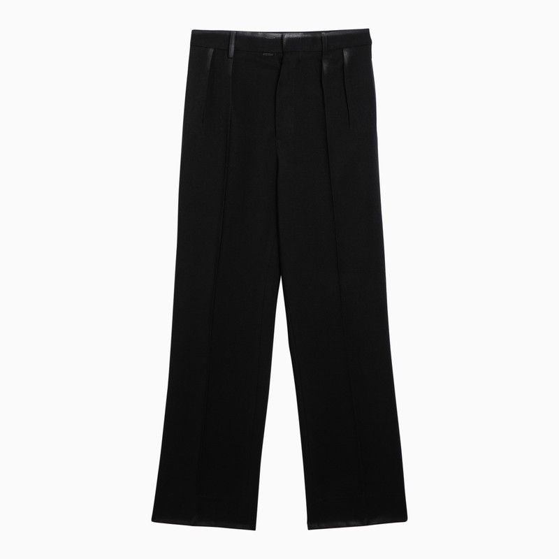 image of Maison Margiela Black Wool Wide Trousers in White, Women's (Size 26)