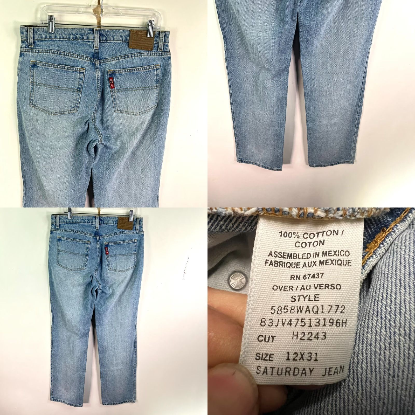 Ralph Lauren VINTAGE Ralph Lauren Jeans Women 12X31 Straight Leg 36X32 Denim Blue 100% Cotton 5-Pocket Zip Button 90s Cowboy Hipster Womens Size 34" / US 12 / IT 48 - 8 Thumbnail