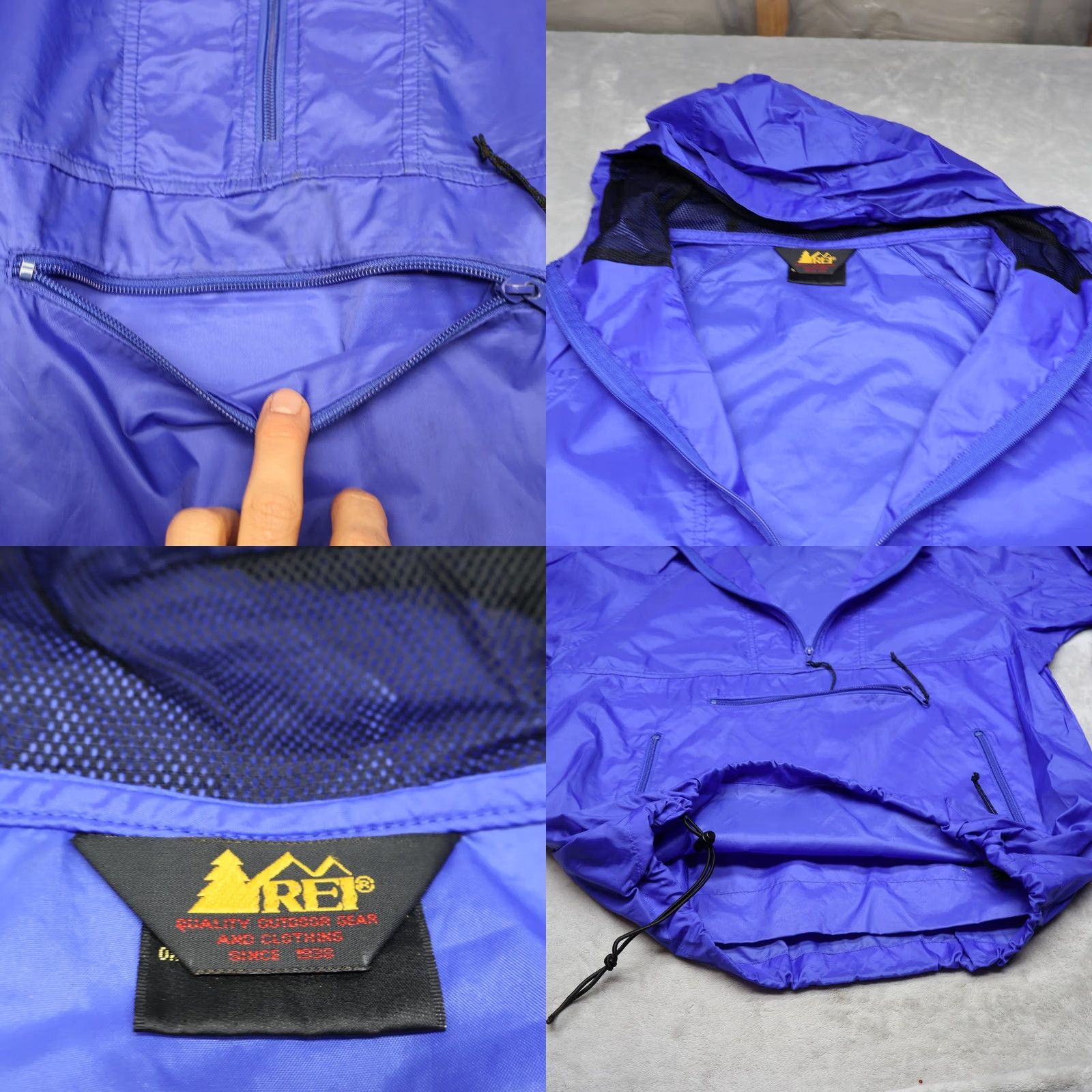 Vintage VTG REI Anorak Jacket Mens Medium Blue Hooded 1/2 Zip Pullover Light Wind Rain Size US M / EU 48-50 / 2 - 8 Thumbnail