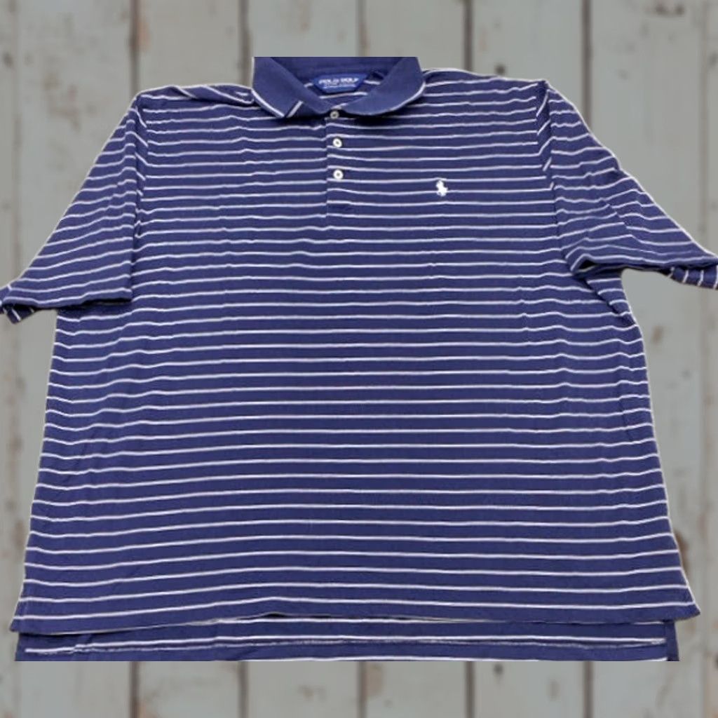 Polo Ralph Lauren Polo Golf Ralph Lauren Polo Shirt Mens XL Short Sleeve Blue White Striped Cotton Size US XL / EU 56 / 4 - 1 Thumbnail