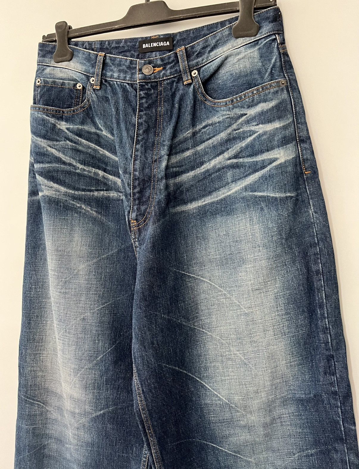 image of Balenciaga Catwash Denim Pants in Blue, Men's (Size 32)