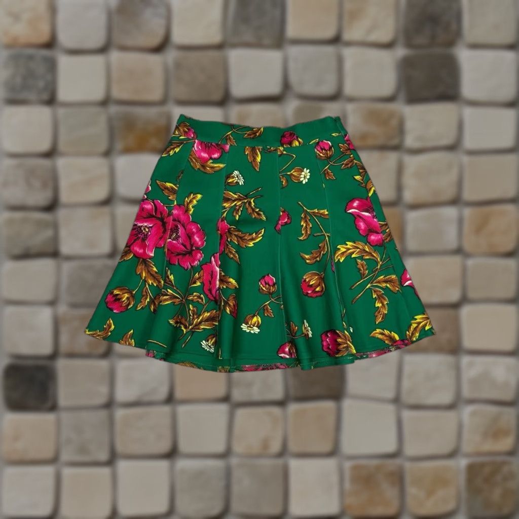 Anthropologie Maeve By Anthropologie Skirt Womens 0 Green Floral Flare Casual Knee Length Womens Size 25" / US 0 / IT 36 - 1 Thumbnail