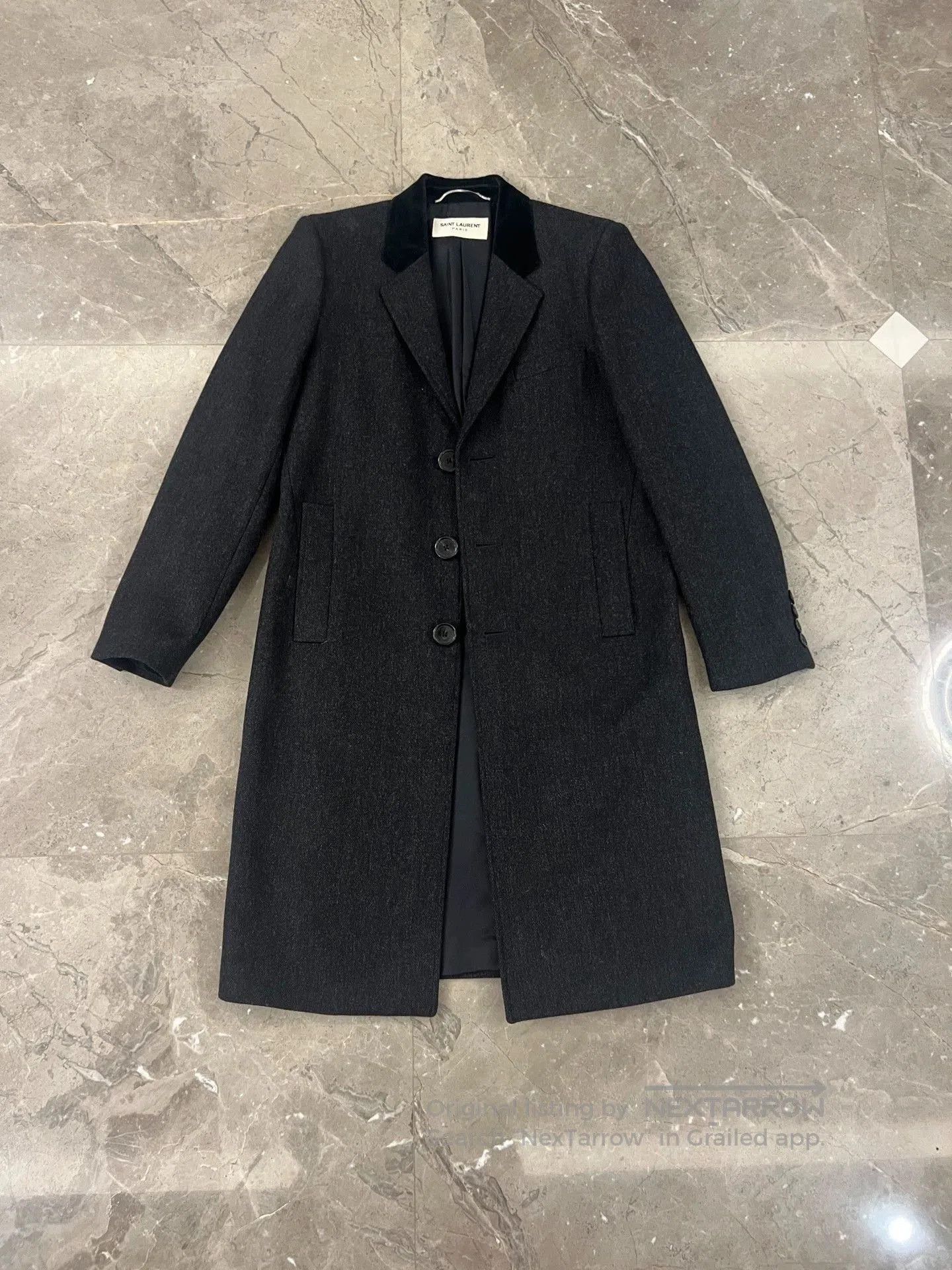 Saint Laurent Paris Black Long Wool Blend Coat . Size US M / EU 48-50 / 2 - 1 Thumbnail