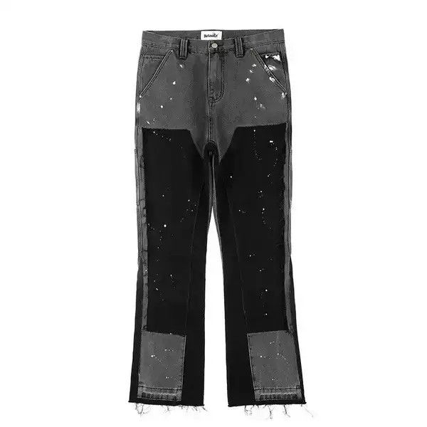 Japanese Brand Splash Ink Painted Washed Micro Elastic Denim Logging Pants Size US 36 / EU 52 - 3 Thumbnail