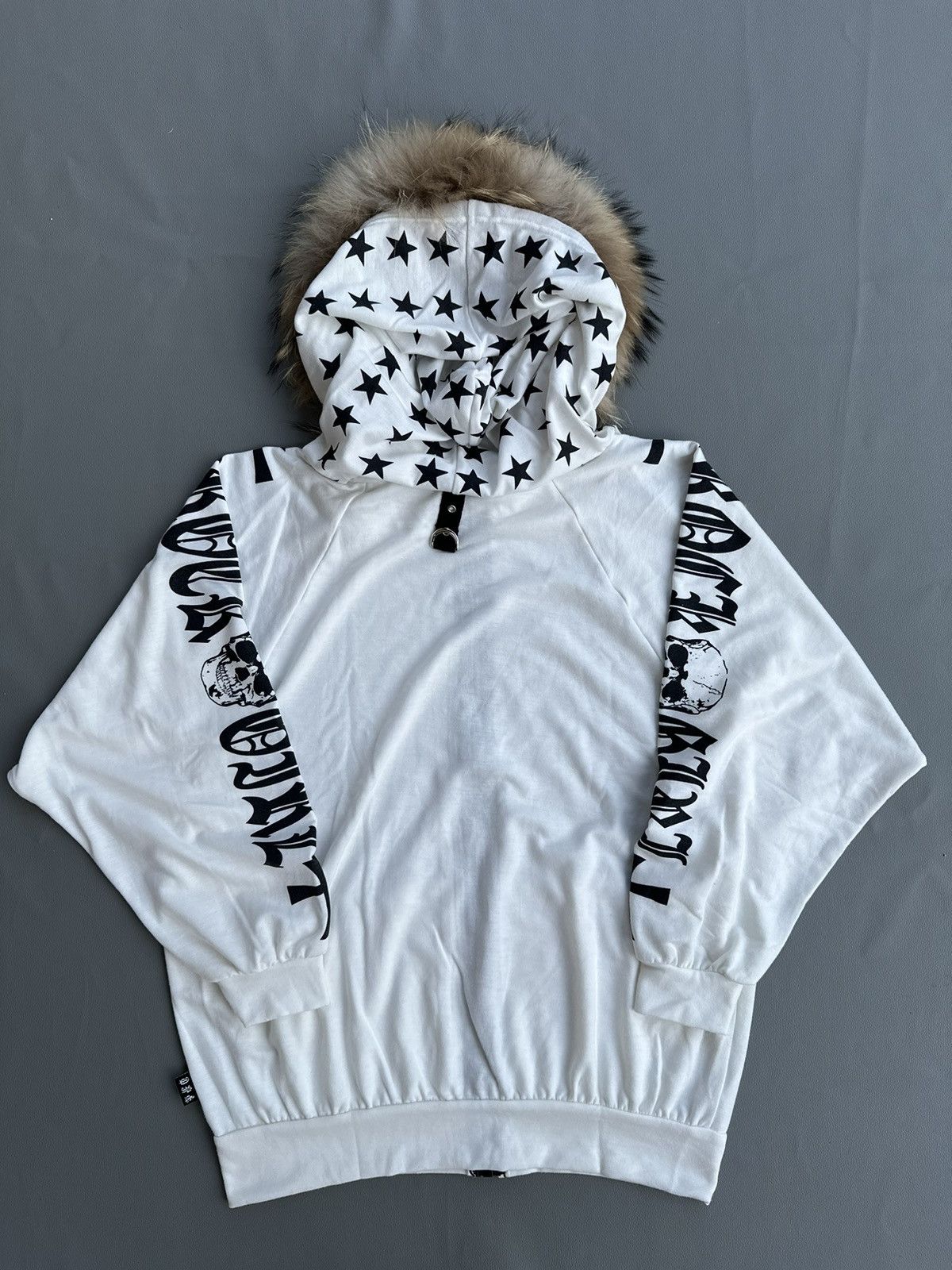 20471120 ROCK GIRL SKULL AND STARS BOXY ZIP FUR HOODIE LGB PUNK STYLE Size L / US 10 / IT 46 - 3 Thumbnail