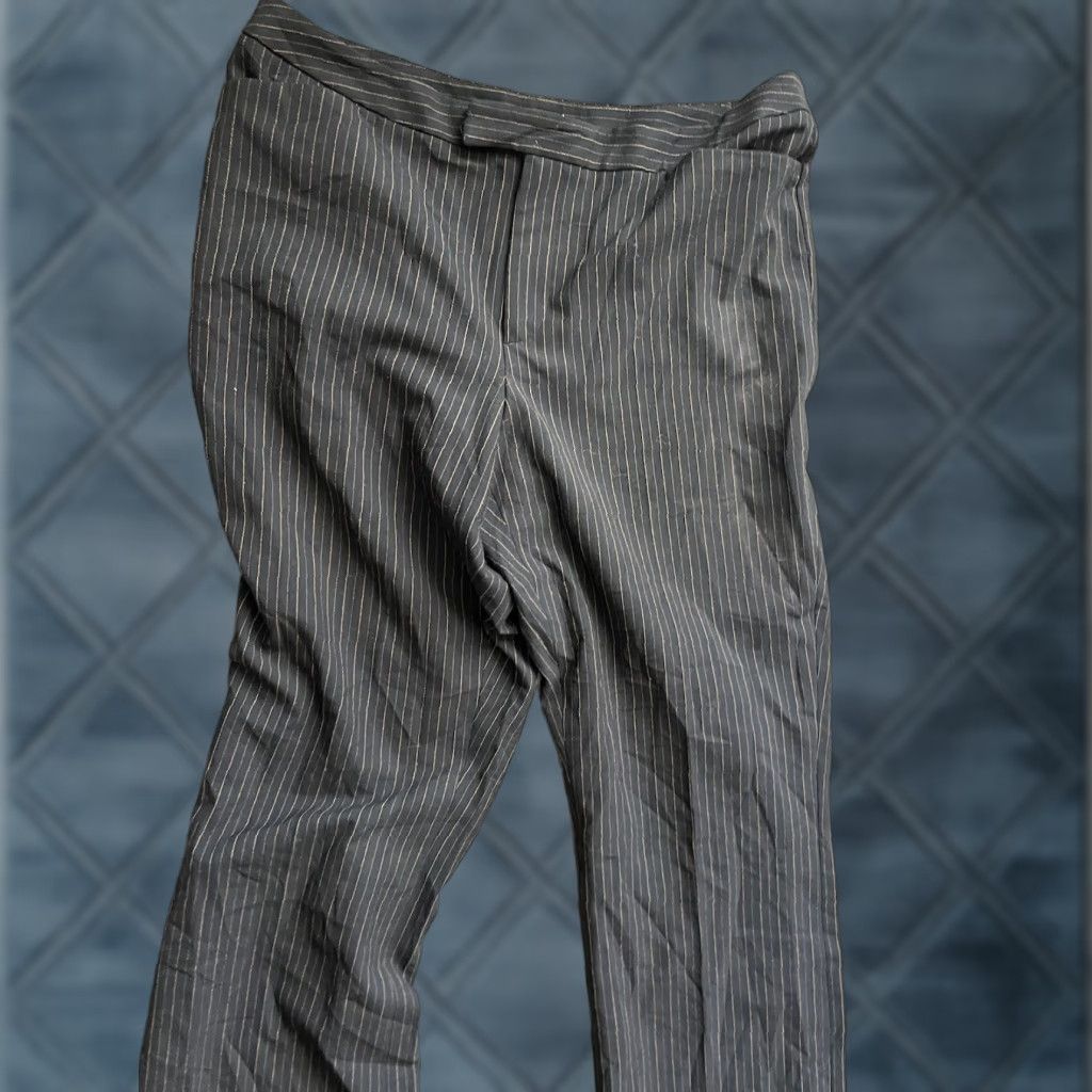 Liz Claiborne Liz Claiborne Pants Womens 12 Black Striped Polyester Blend Vintage Elevated Front Chino Regular Rise High Fall Winter Spring Summer Mens Women Girls Size 34" / US 12 / IT 48 - 1 Thumbnail