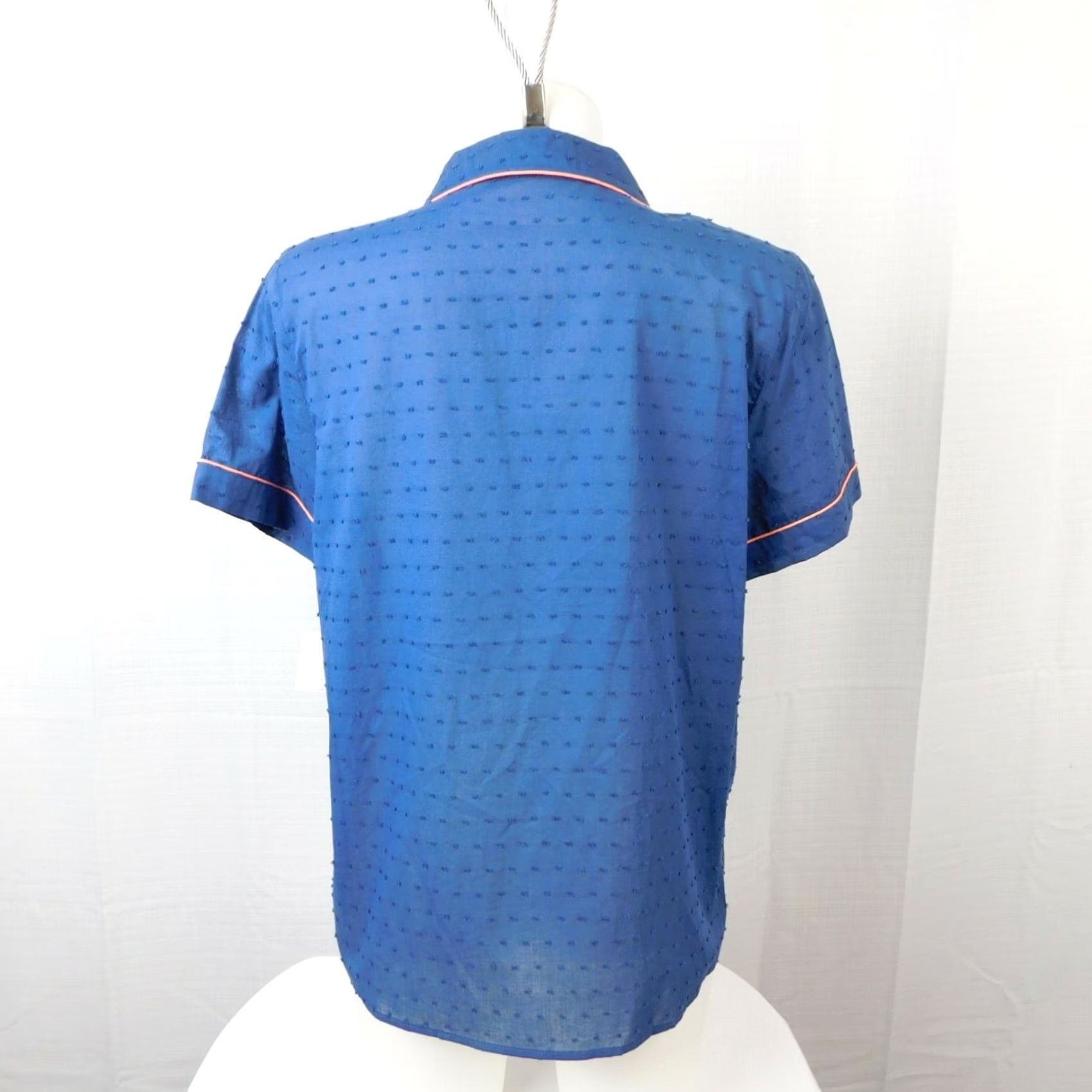 Charter Club Charter Club Notch Collar Woven Cotton Pajama Top Blue 2XL Womens Short Sleeve Button Closure Size XXL / US 16-18 / IT 52-54 - 3 Thumbnail