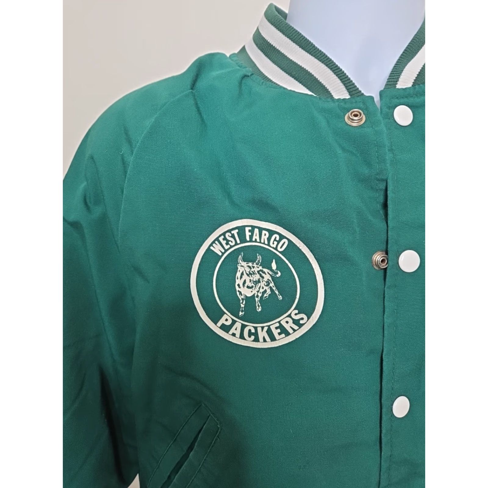 Vintage VINTAGE Varsity Bomber Jacket West Fargo Green Packers Cotton Unisex Small 40 Size US S / EU 44-46 / 1 - 5 Thumbnail