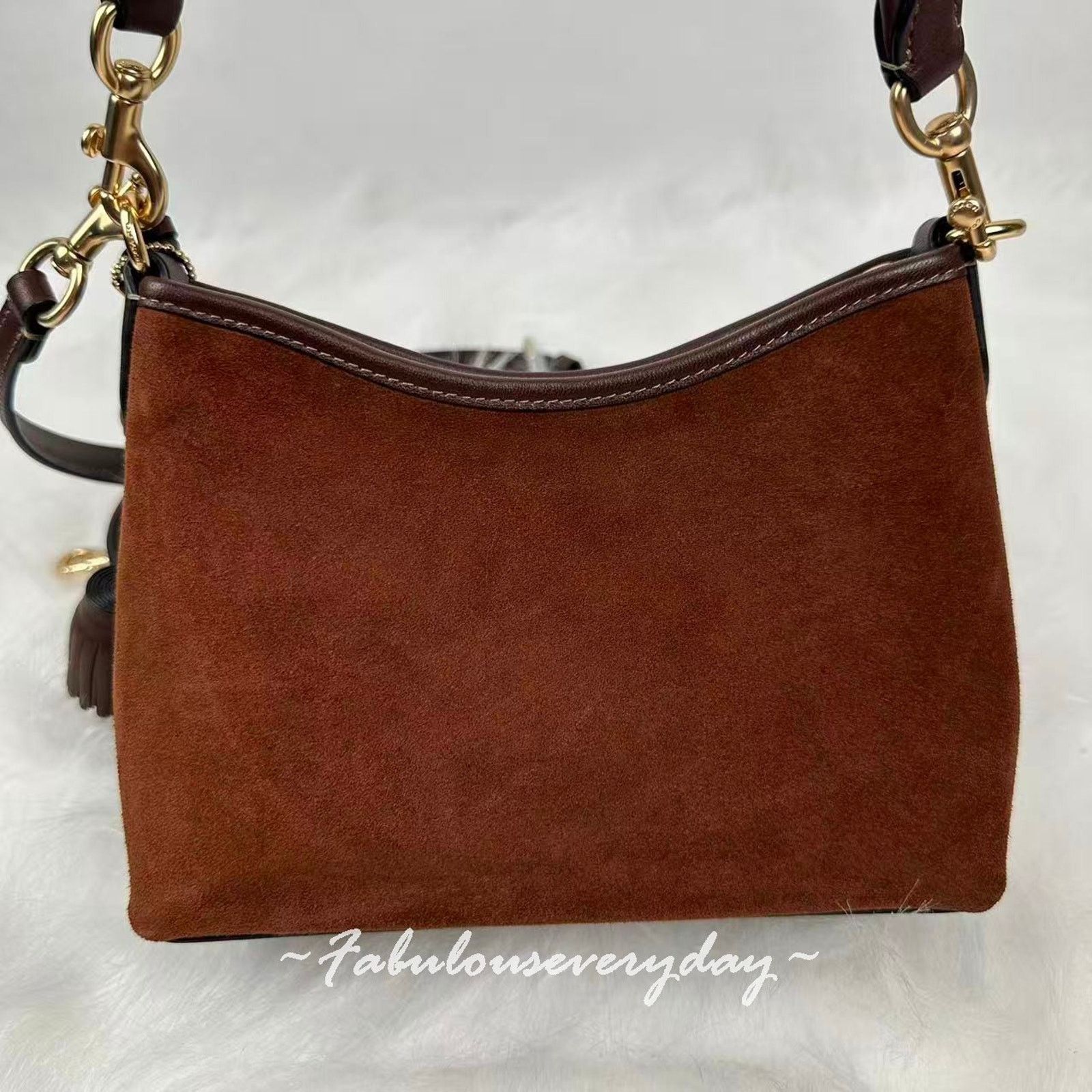 Coach Coach Laurel Small Shoulder Tassels Suede/Brown/Maple CCF14 Size ONE SIZE - 5 Thumbnail