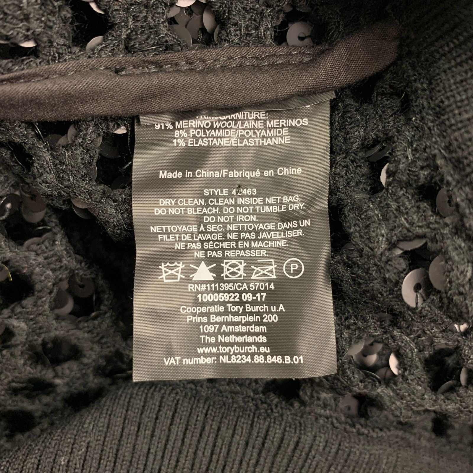 Tory Burch TORY BURCH Size XS Black Mesh Sequined Crew Neck Pullover Size XS / US 0-2 / IT 36-38 - 7 Thumbnail