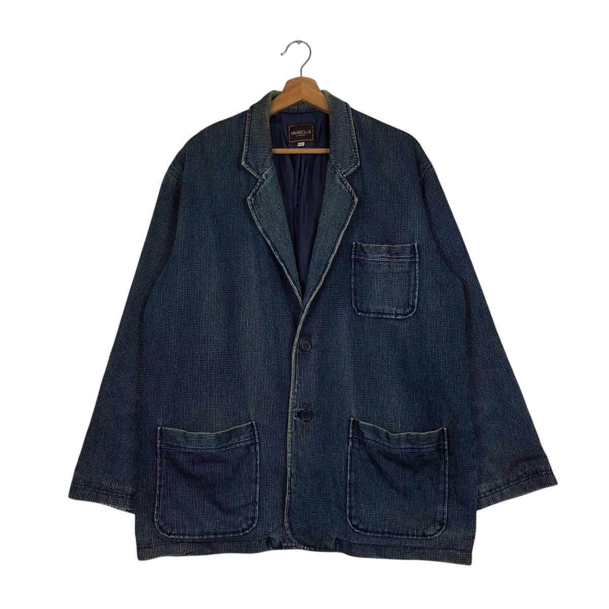 Indigo 📌Vintage Denim Indigo Chore Jacket Vivreclub Issey Miyake Size US L / EU 52-54 / 3 - 2 Thumbnail