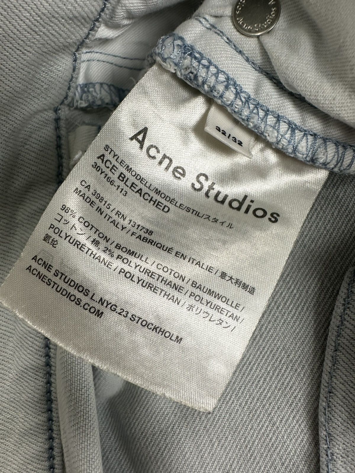 Acne Studios Acne Studios - Ace Bleached Denim Jeans - Slim Fit Size US 32 / EU 48 - 13 Thumbnail