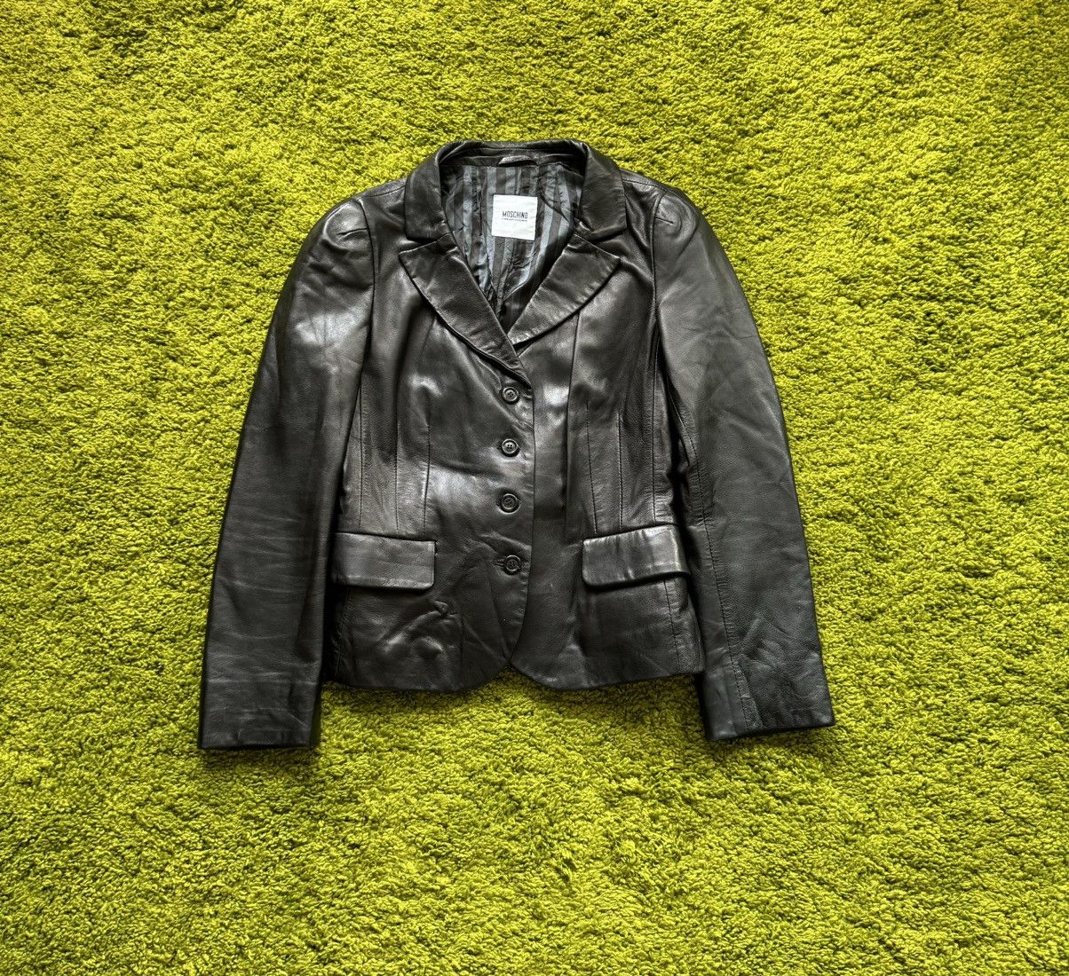 Genuine Leather × Moschino × Vintage Moschino 2000s vintage Y2K leather blazer jacket Size M / US 6-8 / IT 42-44 - 1 Thumbnail