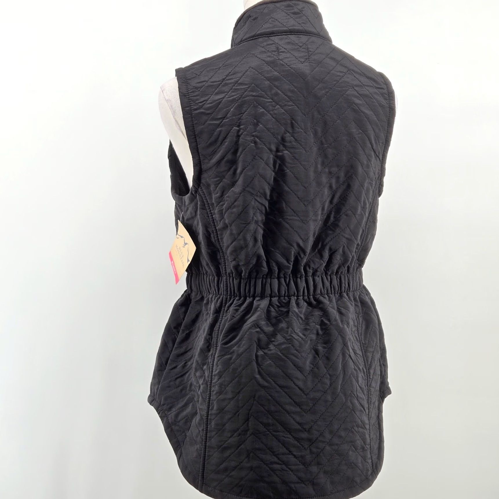 The Mountain VINTAGE Blue Mountain Vest Womens XS Black Quilted Fleece Mid-Length Full Zip Pockets Size XS / US 0-2 / IT 36-38 - 3 Thumbnail