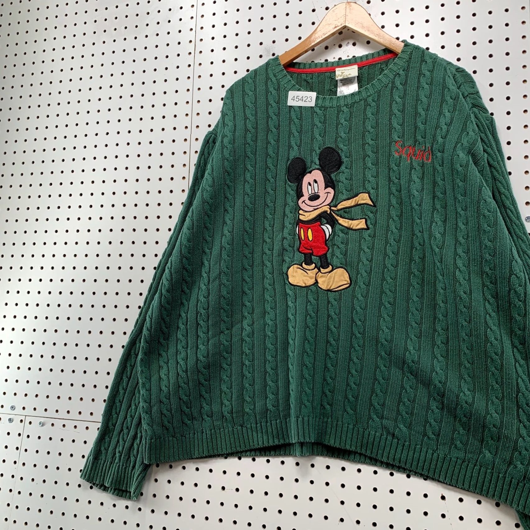 Disney VINTAGE Disney Mickey Mouse Sweater Mens 2XL Green Cable Knit Embroidered Squid Size US XXL / EU 58 / 5 - 3 Thumbnail