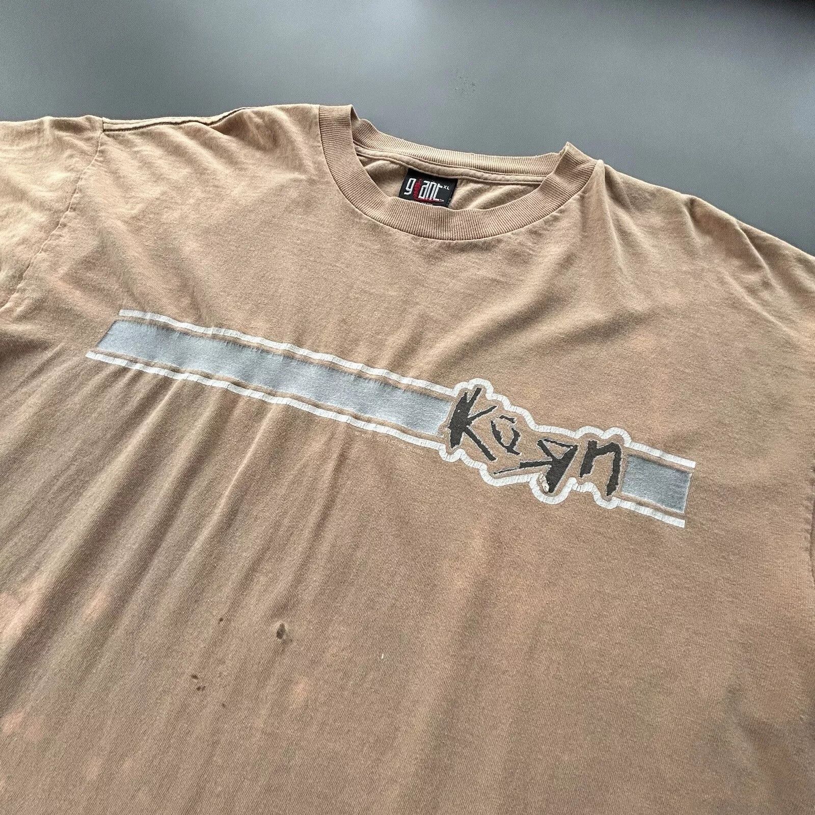 Giant VTG Korn 1996 Band T-Shirt Sz XL Beige Striped Size US XL / EU 56 / 4 - 7 Thumbnail