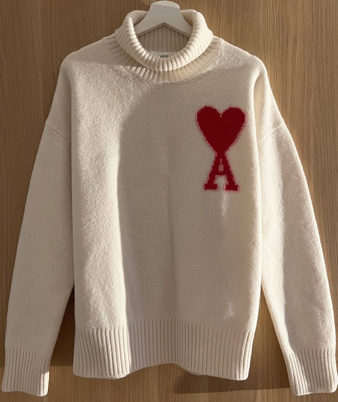 AMI Paris Off-White Turtleneck Sweater