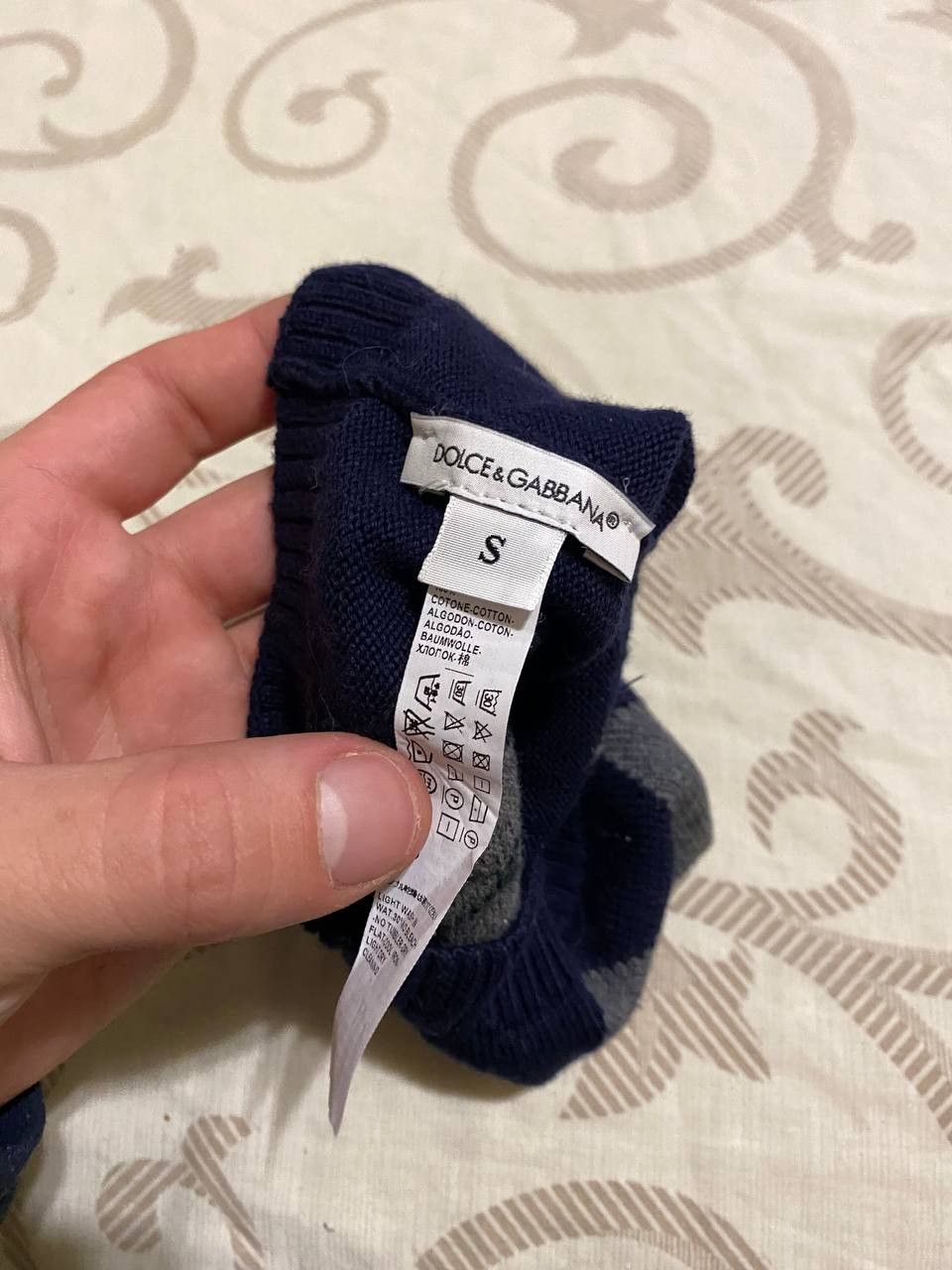Dolce & Gabbana Dolce & Gabbana Argyle Knit Beanie Navy Size S Size ONE SIZE - 5 Thumbnail