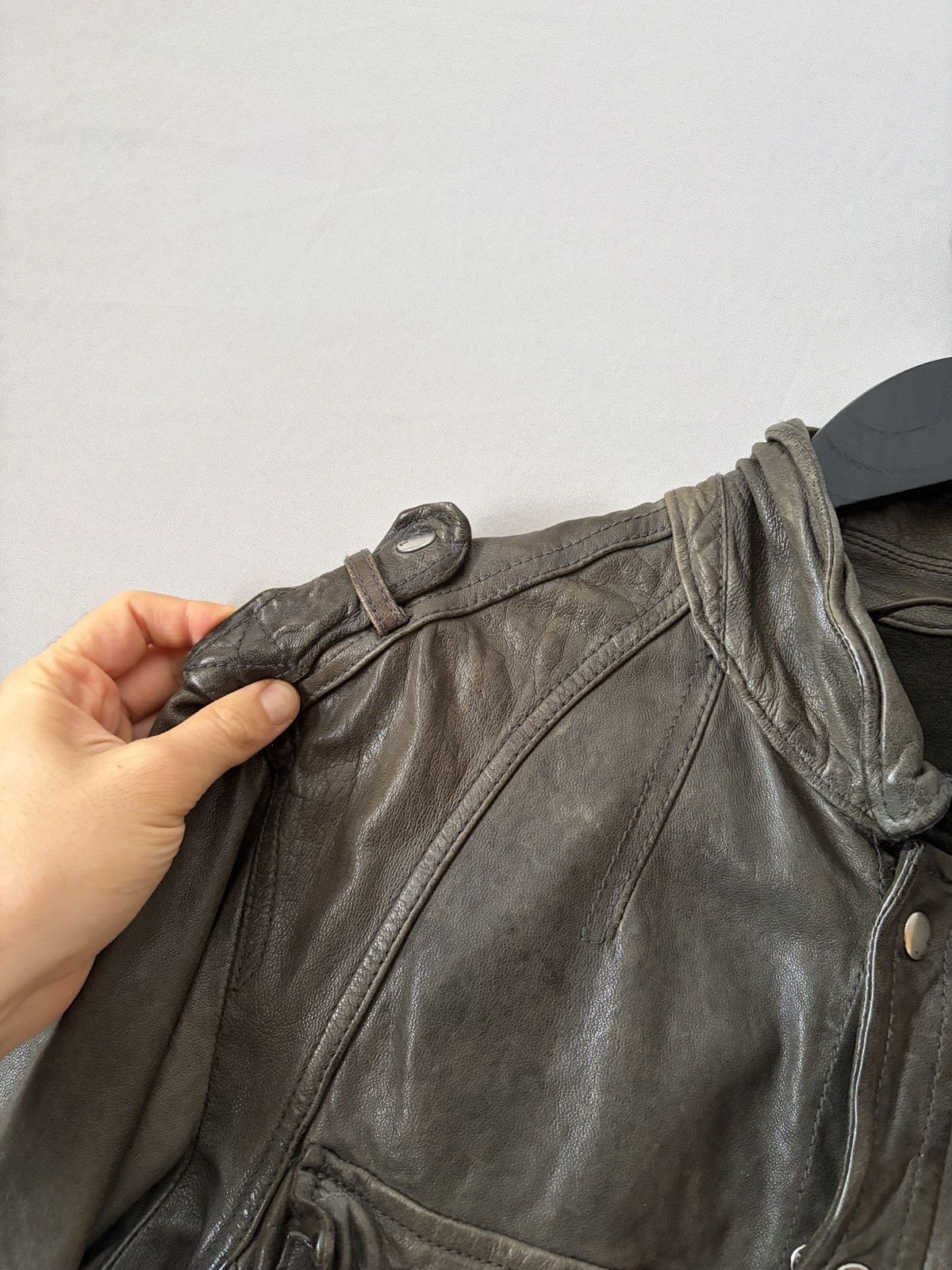 Allsaints Allsaints Wrinkled Lamb Leather Jacket Elephant Gray/Brown Size US L / EU 52-54 / 3 - 9 Thumbnail