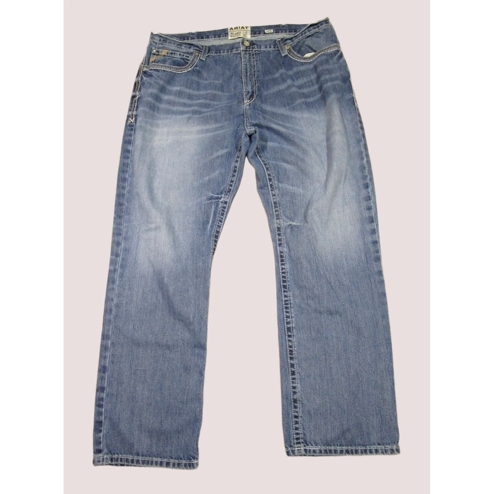 Ariat Ariat Jeans M4 Bootcut 44x34 Jeans Blue Light Wash 5-Pocket Logo Cowboy Mens Size US 44 / EU 60 - 1 Thumbnail
