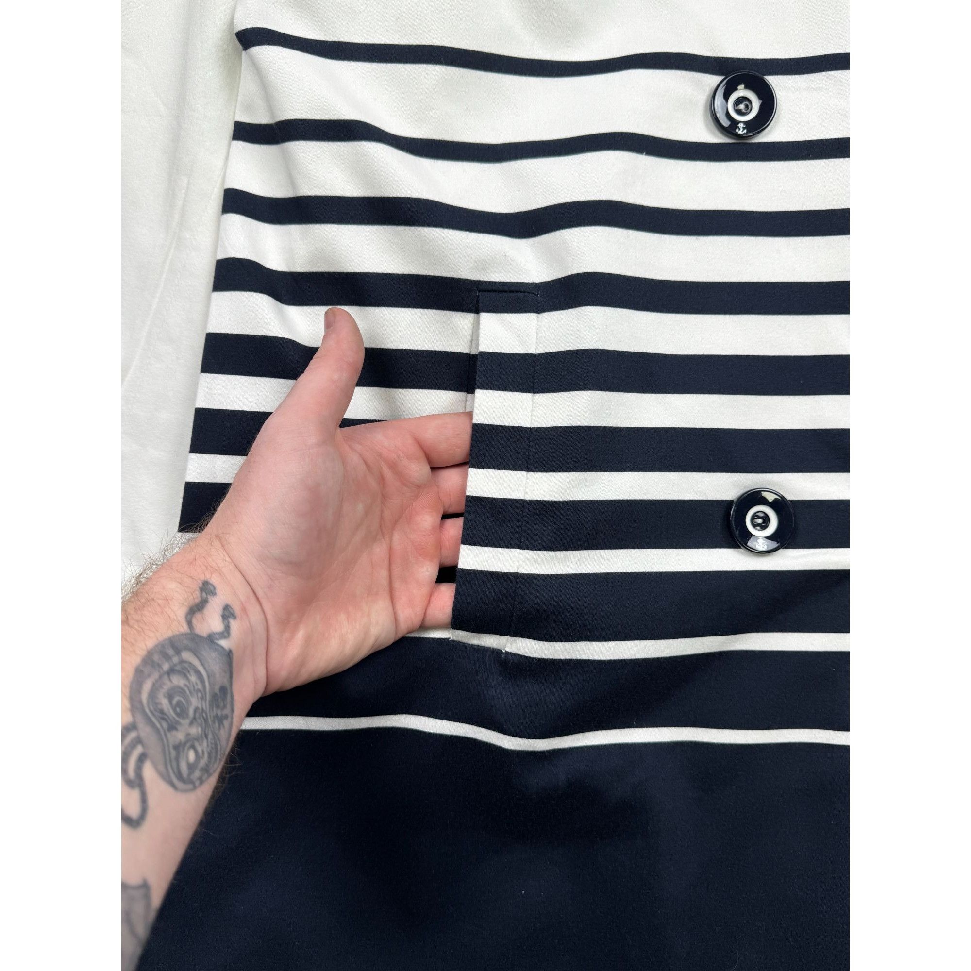 Paul & Shark Paul & Shark Double Breasted Striped Coat (Y1222) Size M / US 6-8 / IT 42-44 - 4 Thumbnail
