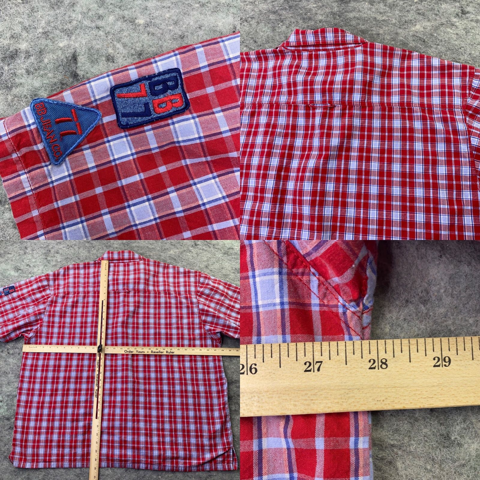 Bugle Boy VTG Bugle Boy Mens Shirt Plaid Button-Up Short Sleeve Red 2X Big & Tall Cotton Casual Beach Hawaiian 90s Mens Size US XXL / EU 58 / 5 - 8 Thumbnail