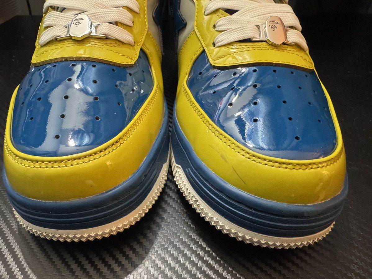 Bape BAPE STA Low Yellow/Blue Patent Leather Sneakers Size US 12 / EU 45 - 6 Thumbnail