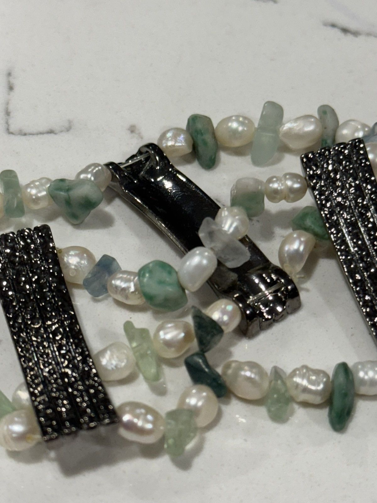 Jewelry Vintage Authentic Freshwater Pearl & Jade Double Bracelet Size ONE SIZE - 9 Thumbnail