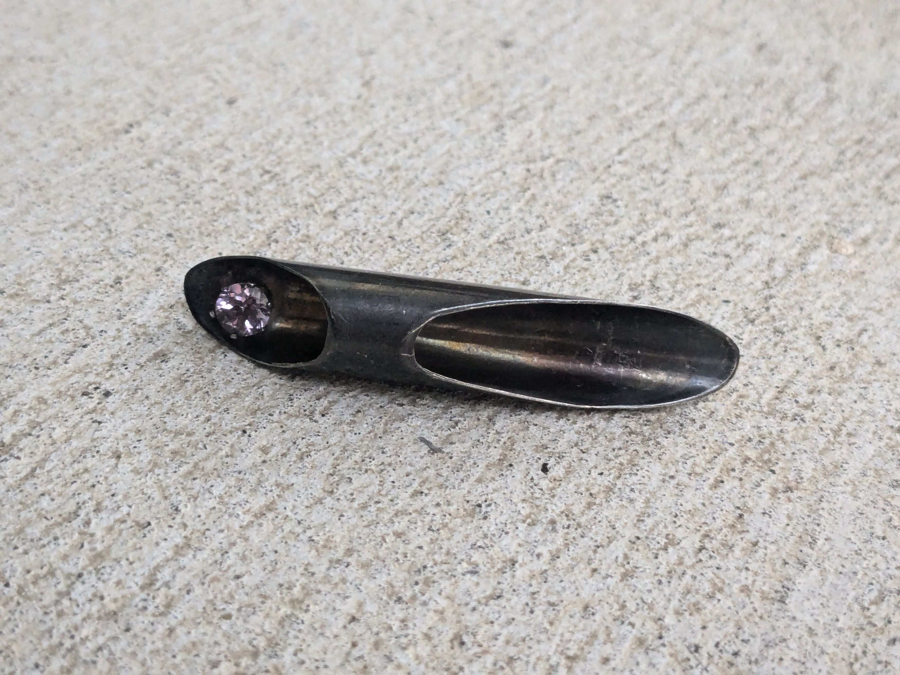 Jewelry × Vintage Vintage Sterling Silver Pin Purple Modern Abstract MCM Size ONE SIZE - 5 Thumbnail