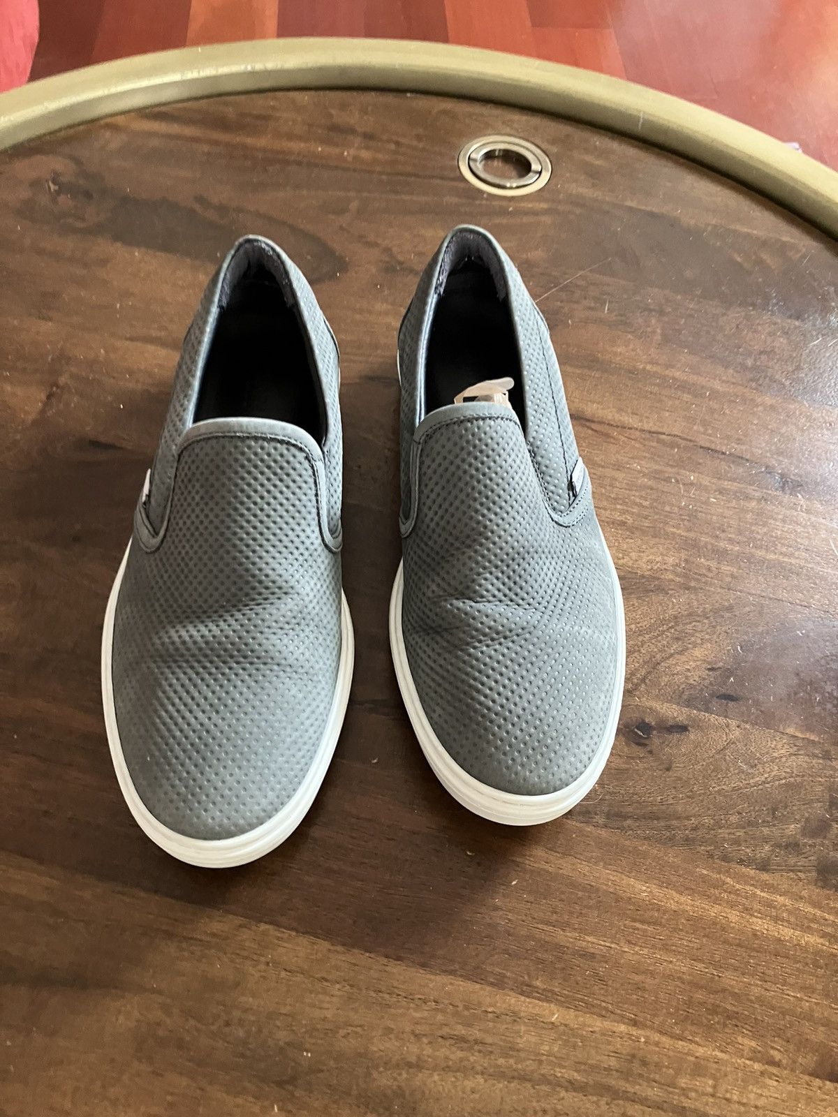 Jimmy Choo Jimmy Choo Grey/Green Skater Suede Leather Slip on Sneakers Size US 10.5 / IT 40.5 - 1 Thumbnail