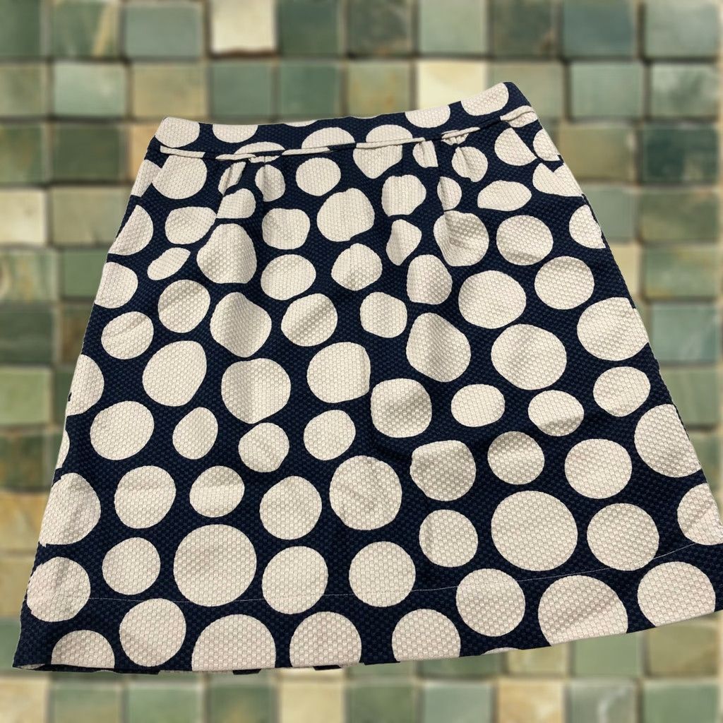 Boden Boden Skirt Mini Zip Pleated Lined All Over Print Blue Ivory 8L 30In Fits 30In Womens XS-XL? Size 30" / US 8 / IT 44 - 1 Thumbnail