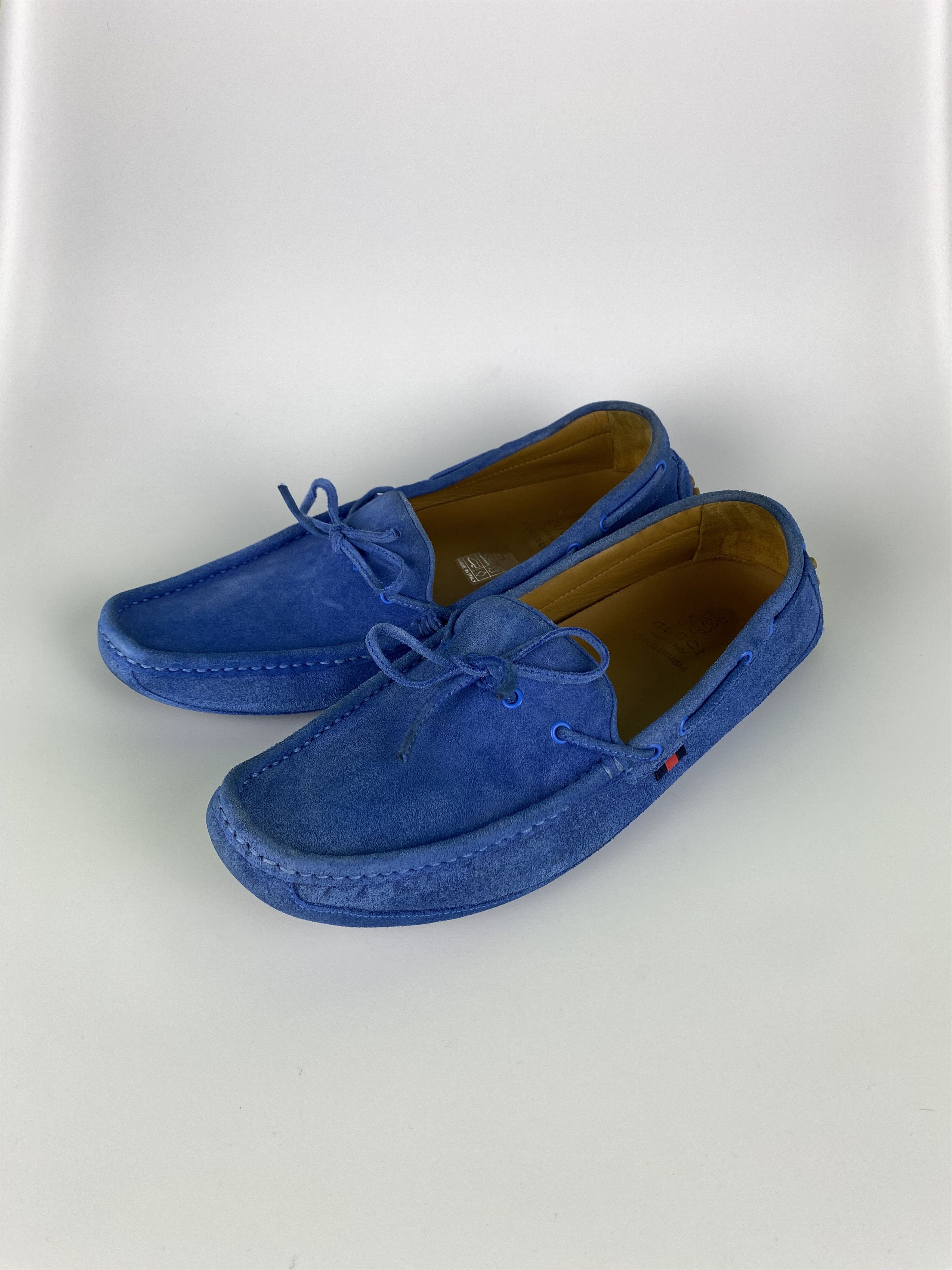 Gucci GUCCI Blue Suede Bow Kid's Loafers Made in Italy size women Size US 8 / IT 38 - 1 Thumbnail