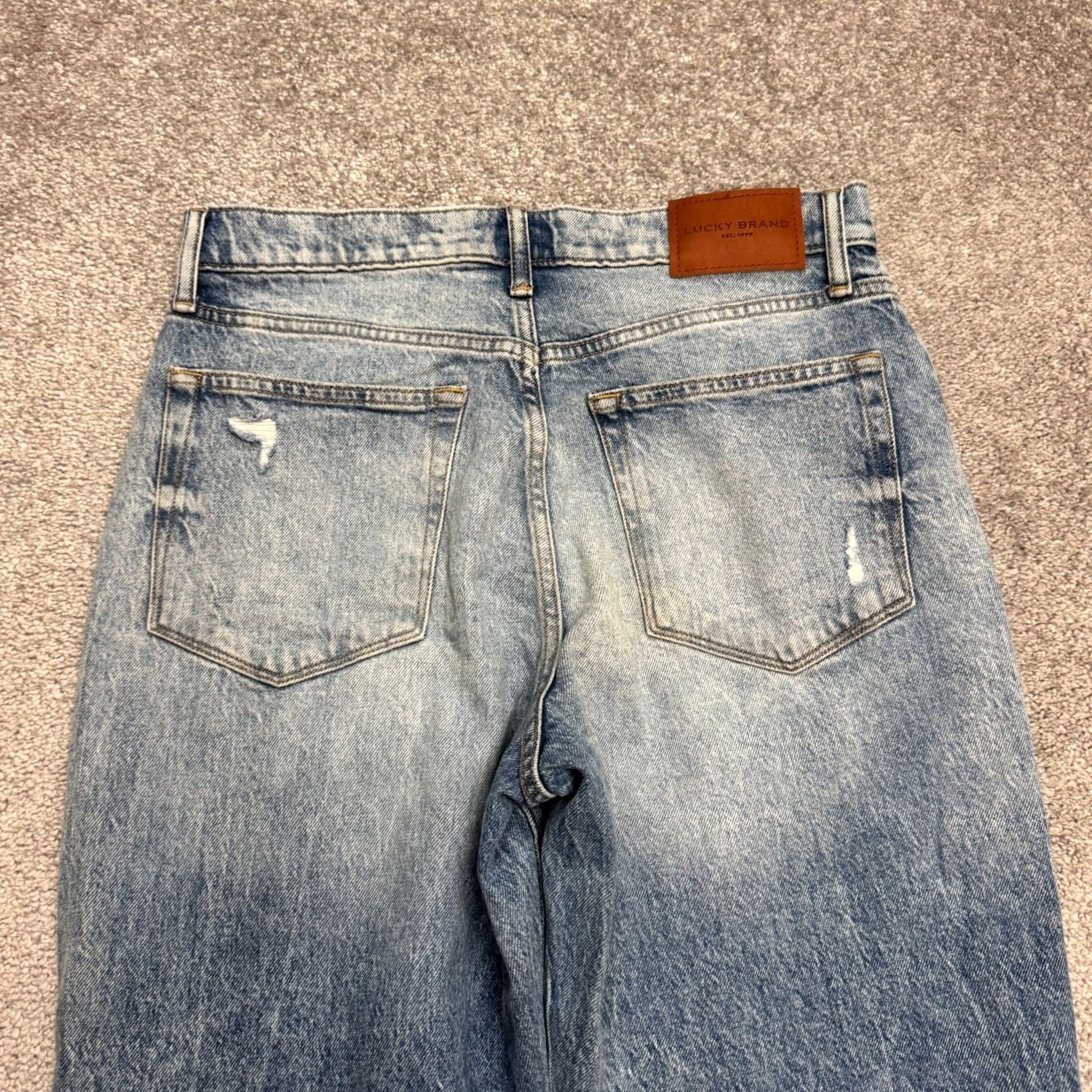Lucky Brand Lucky Brand Drew Mom High Rise Taper Distressed Button Fly Denim Jeans Womens 10 Blue 90s City Classic Streetwear Mens Size 32" / US 10 / IT 46 - 6 Thumbnail