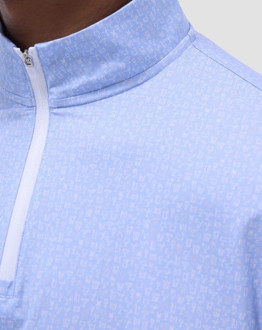 BUGATCHI Bugatchi Anthony Cocktail 1/4 Zip Pullover Top Air Blue L Size US L / EU 52-54 / 3 - 4 Thumbnail