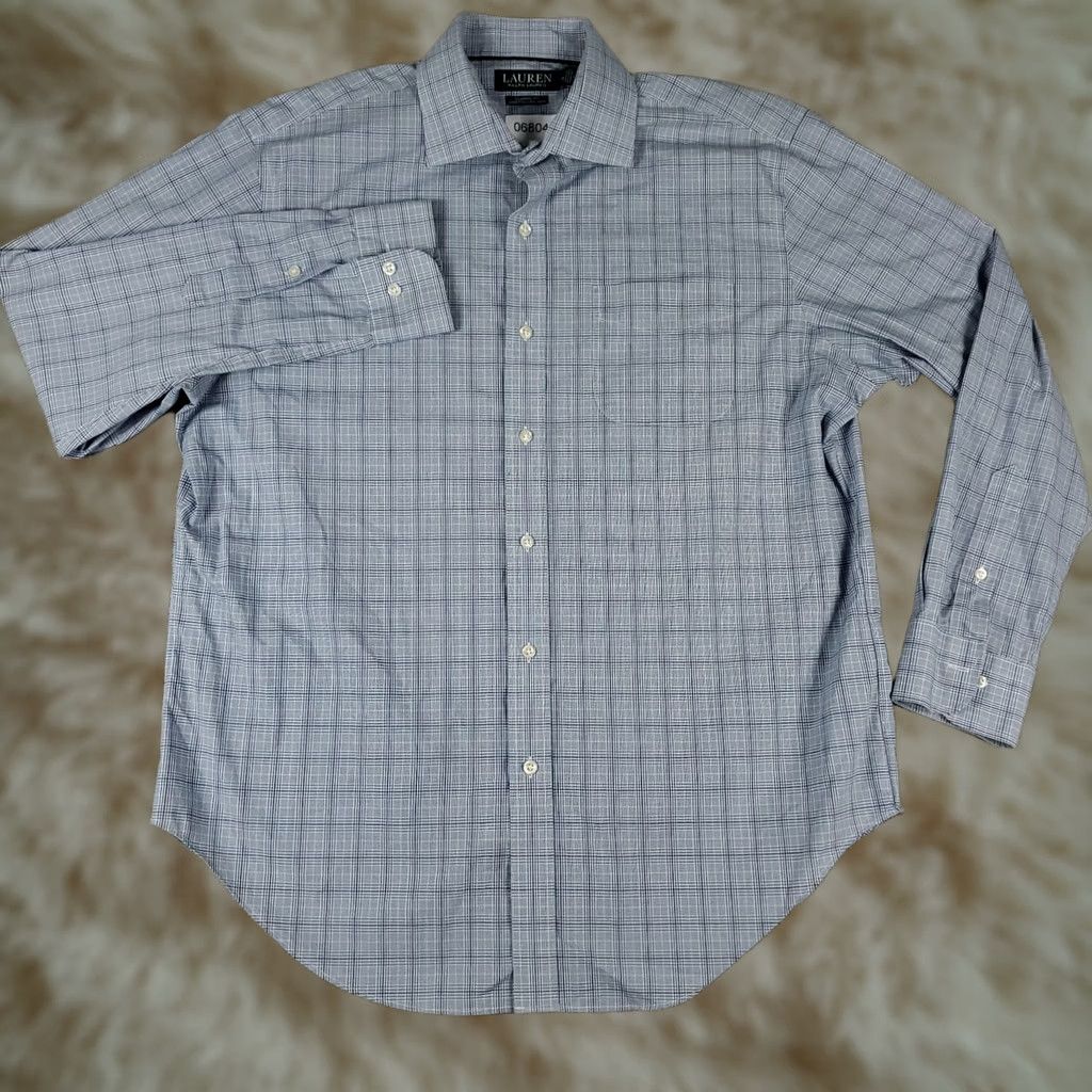 Ralph Lauren Ralph Lauren Shirt Mens 16.5 Blue Plaid Dress Button Up Long Sleeve Size 46R - 1 Thumbnail