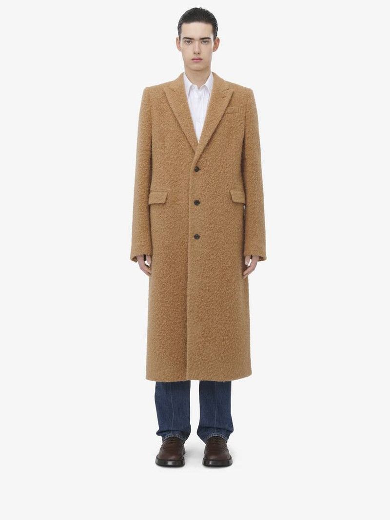 Alexander McQueen o1srvl11e0226 Wool Stacked Shoulder Boxy Coat In Camel Size US L / EU 52-54 / 3 - 2 Thumbnail