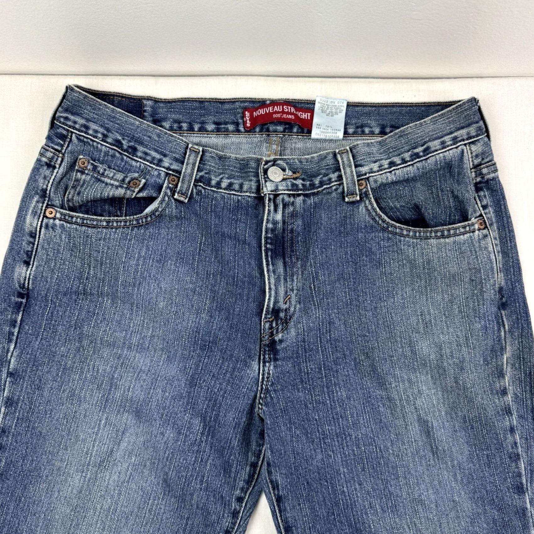 Levi's VINTAGE Levi's 505 Nouveau Straight Jeans Womens 12L 100% Cotton Hipster Y2K Blue Jeans 33.5in Womens Size 34" / US 12 / IT 48 - 4 Thumbnail