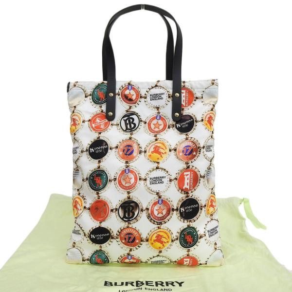image of Burberry Bottle Cap Pattern Tote Bag in White, Women's